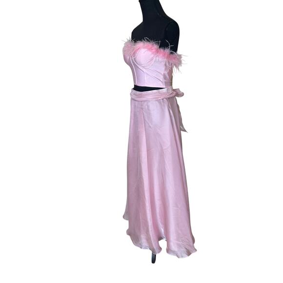 Iridescent Pink Full Maxi Ball Gown Skirt SIZE 10 Formal Full Satin Vintage USA - Picture 3 of 6